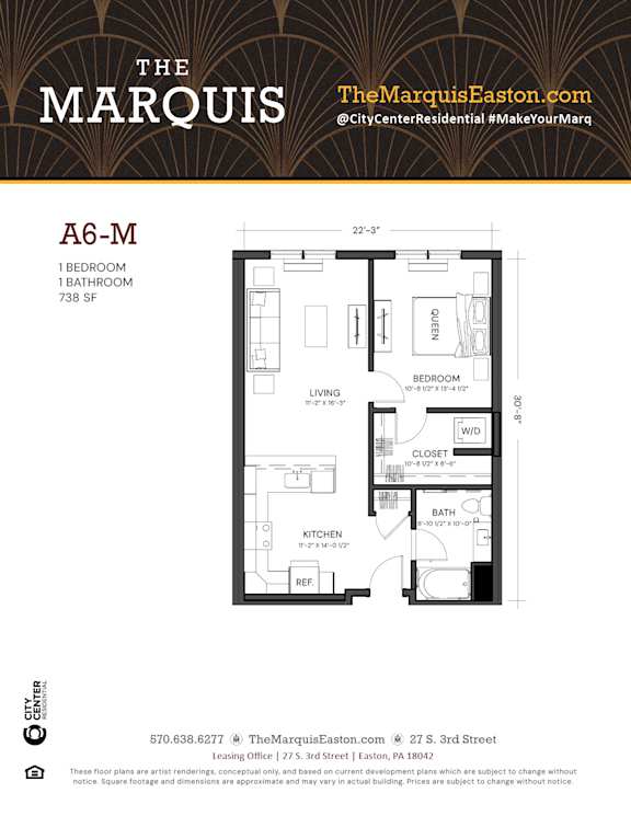 Floor Plan A6-M Floor Plan A6-M at The Marquis, Easton, 18042