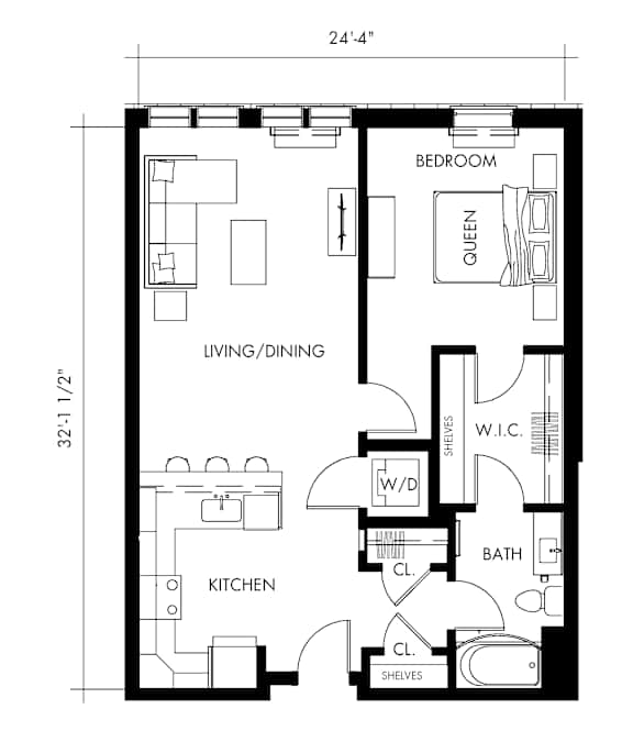 Alph32T Floor Plan at 1010 Apartments, Pennsylvania, 18101