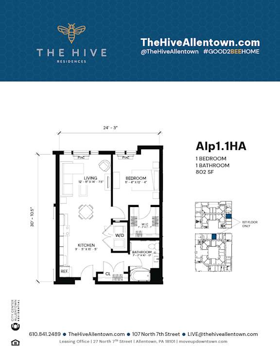 1 bed 1 bath U at The Hive Apartments, Pennsylvania