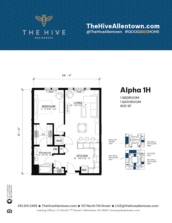 2 bedroom 2 bathroom C at The Hive Apartments, Allentown 18101