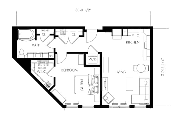 Floor Plan  Alpha1T Floor Plan at 1010 Apartments, Pennsylvania, 18101