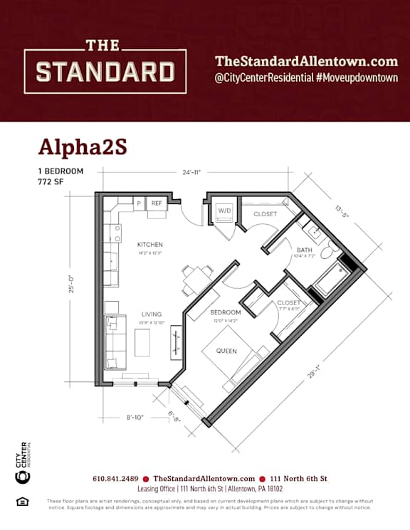 Alpha2S Floor Plan at The Standard Apartments, Allentown, PA