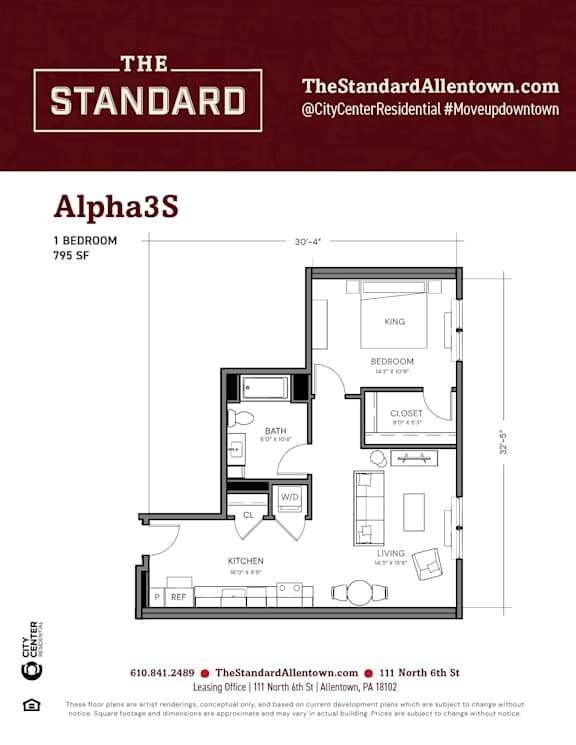 Alpha3S Floor Plan at The Standard Apartments, Allentown