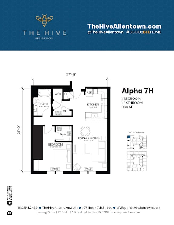 1 bedroom 1 bathroom J at The Hive Apartments, Pennsylvania, 18101