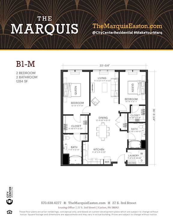 Floor Plan B1-M Floor Plan B1-M at The Marquis, Easton, Pennsylvania