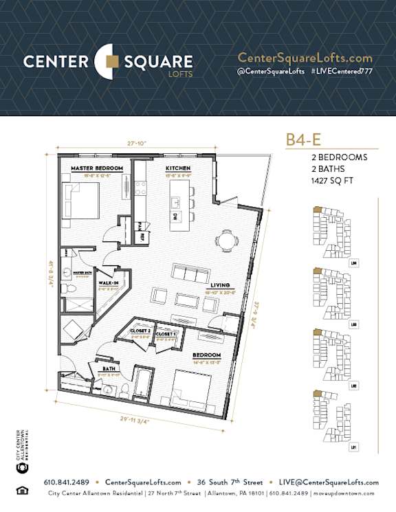B4E Floor Plan at Center Square Lofts East, Allentown Pennsylvania