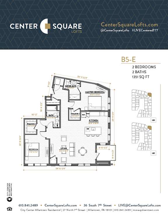 B5E Floor Plan at Center Square Lofts East, Allentown