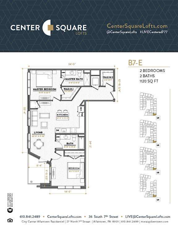 B7E Floor Plan at Center Square Lofts East, Pennsylvania, 18101
