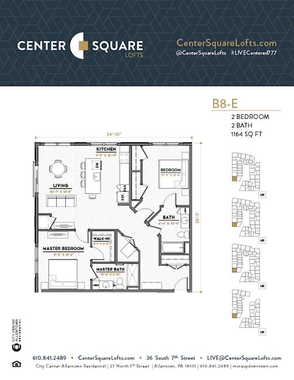 B8E Floor Plan at Center Square Lofts East, Allentown, PA 18101