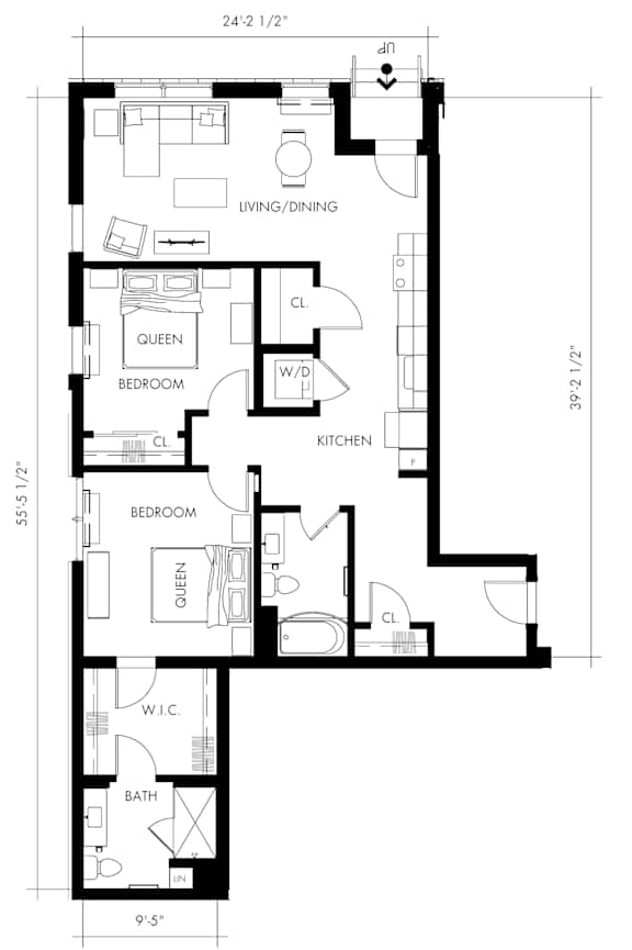 Beta11T Floor Plan at 1010 Apartments, Allentown, PA