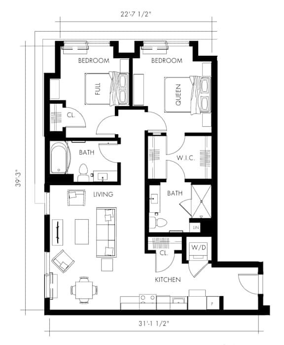 Beta12T Floor Plan at 1010 Apartments, Allentown, 18101