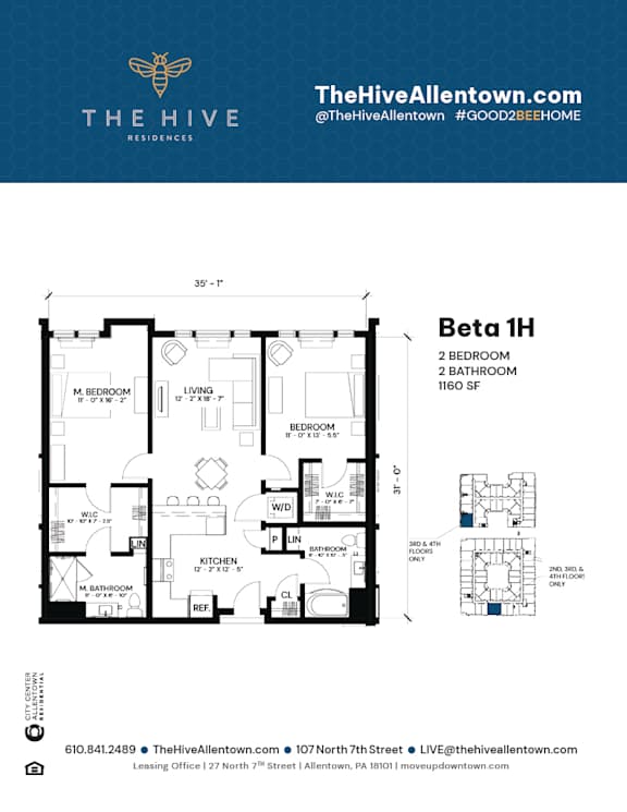 2 bedroom 2 bathroom at The Hive Apartments, Pennsylvania, 18101