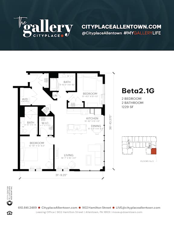 2 bed 2 bath D at The Gallery Apartment Homes Apartments, Pennsylvania