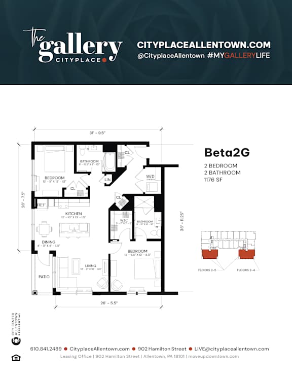2 bed 2 bath A at The Gallery Apartment Homes Apartments, Allentown, 18101