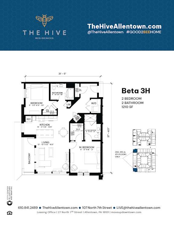 1 bed 1 bath V at The Hive Apartments, Allentown, PA, 18101