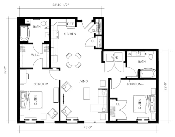 Floor Plan  Beta3TA Floor Plan at 1010 Apartments, Pennsylvania, 18101