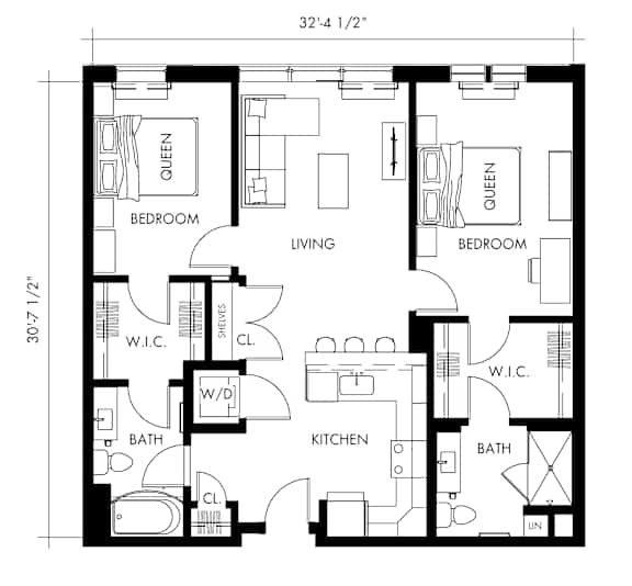 Beta63T Floor Plan at 1010 Apartments, Allentown