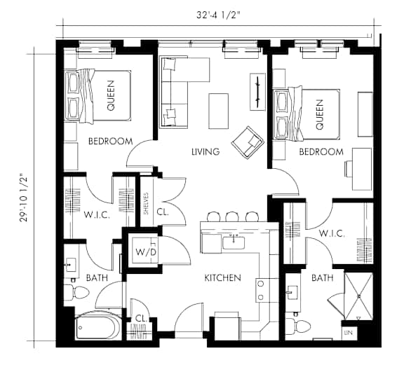 Beta64T Floor Plan at 1010 Apartments, Pennsylvania
