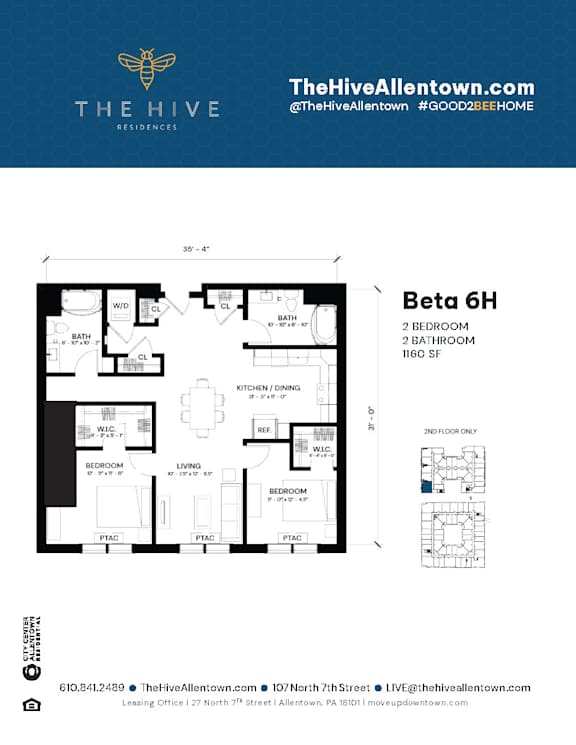 1 bedroom 1 bathroom L at The Hive Apartments, Allentown, PA