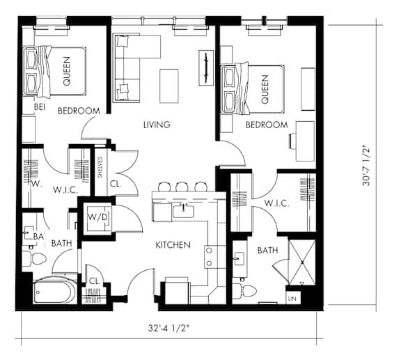 Floor Plan  Beta6T Floor Plan at 1010 Apartments, Allentown, PA