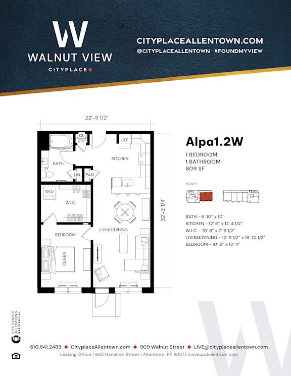 Studio 1 bath H at Walnut View Apartments, Pennsylvania, 18102