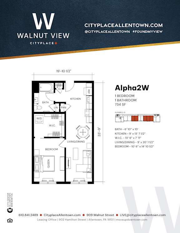 Studio 1 bath D at Walnut View Apartments, Allentown, 18102