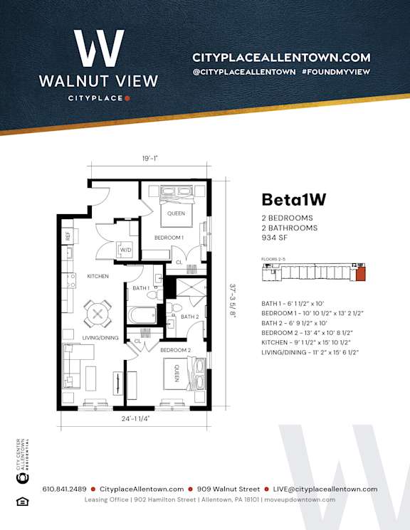 Studio 1 bath B at Walnut View Apartments, Allentown, PA, 18102