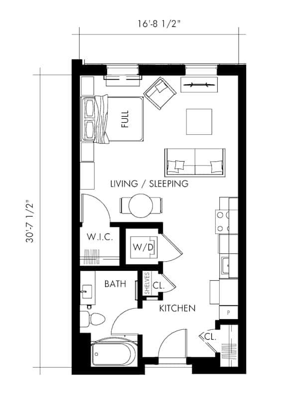 Delt42T Floor Plan at 1010 Apartments, Pennsylvania