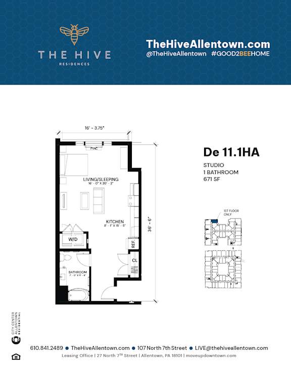 1 bed 1 bath T at The Hive Apartments, Pennsylvania, 18101