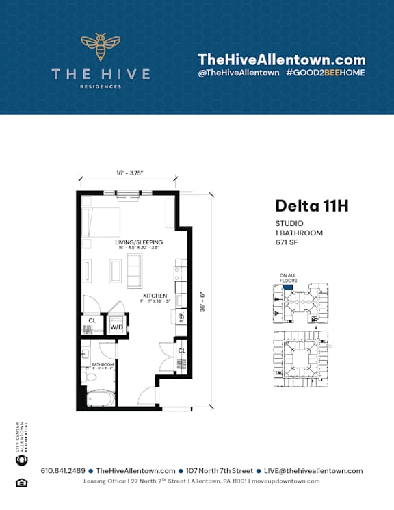 1 bed 1 bath S at The Hive Apartments, Allentown, Pennsylvania