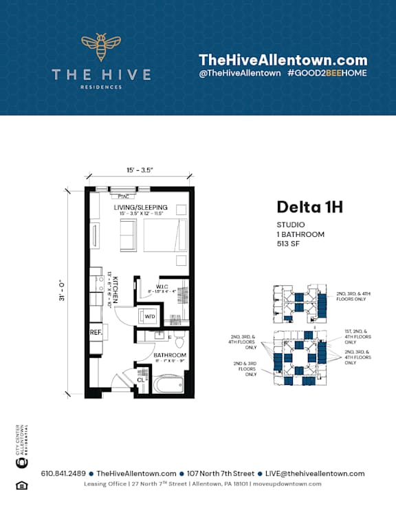 1 bed 1 bath R at The Hive Apartments, Allentown 18101