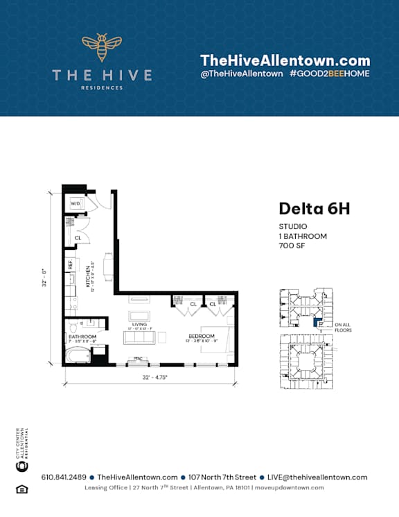 1 bedroom 1 bathroom B at The Hive Apartments, Pennsylvania