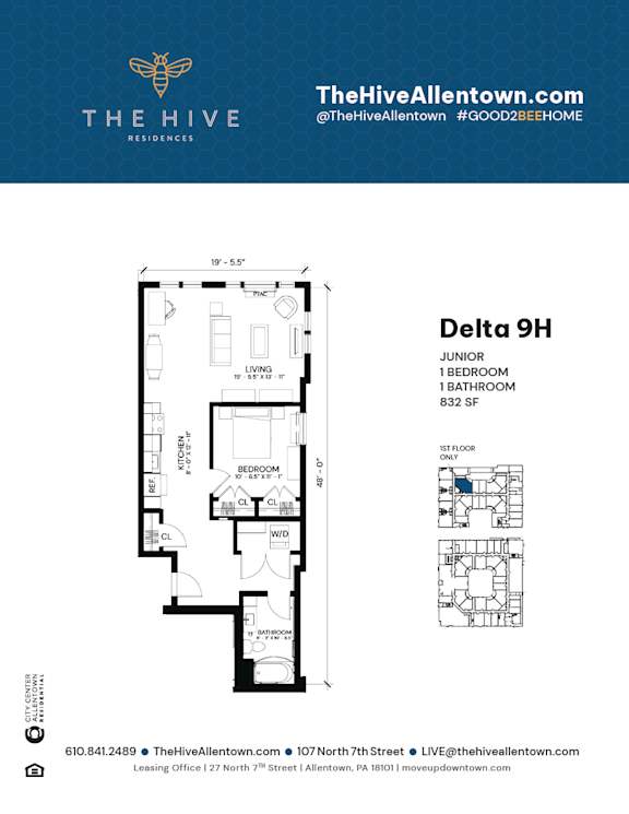 1 bedroom 1 bathroom C at The Hive Apartments, Pennsylvania, 18101