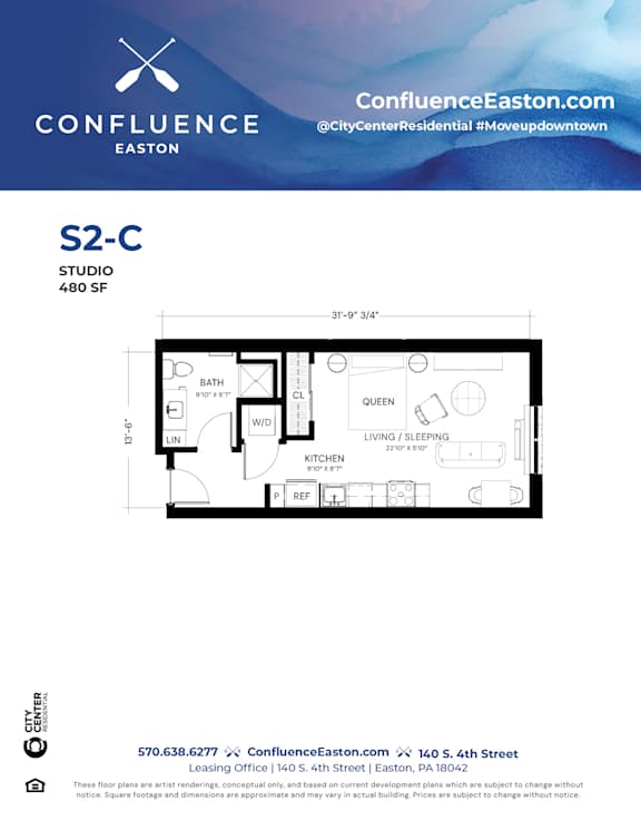 Floor Plan  S2-C Floor Plan at The Confluence Apartments, Easton