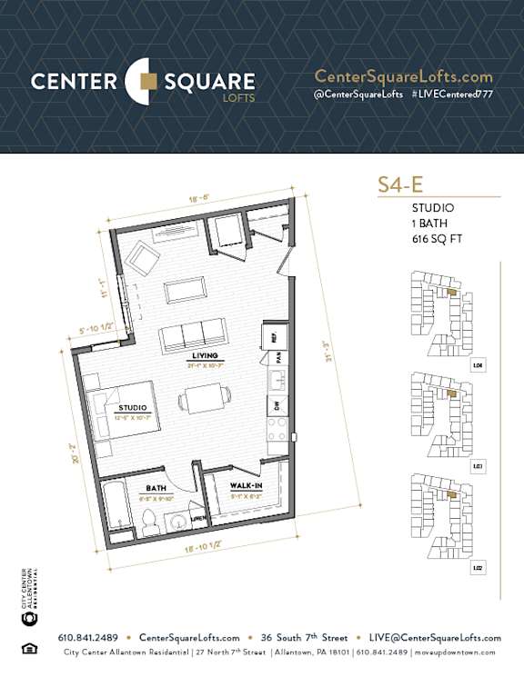 S4E Floor Plan at Center Square Lofts East, Pennsylvania, 18101