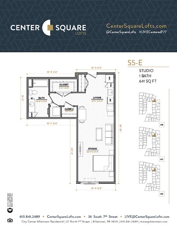 S5E Floor Plan at Center Square Lofts East, Allentown, PA 18101