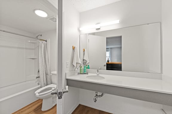 A bathroom with a white toilet and a white sink.at The Teale Siesta Lago in Kissimmee, FL, 34746