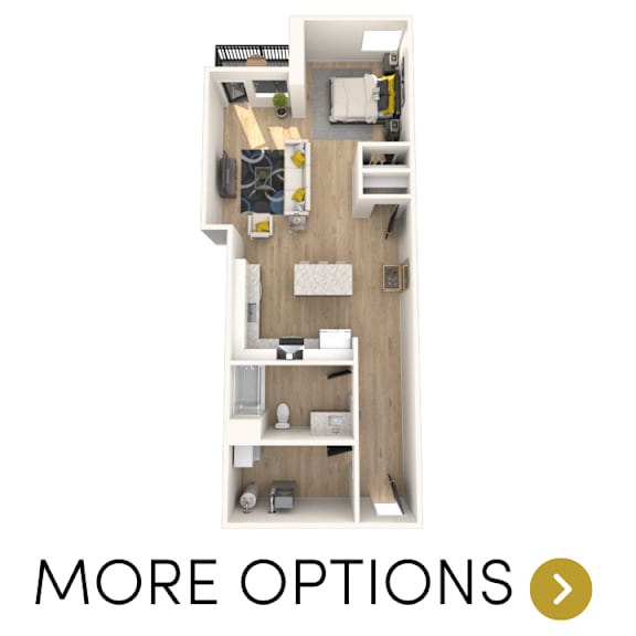Studio floor plan at apartments in Royal Oak, MI | Main Living Apartments in Royal Oak, MI