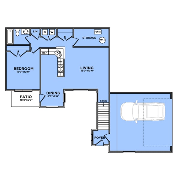 1 bedroom apartment in Novi, MI | Floor plan at River Oaks West Apartments in Novi, MI 48375 ?