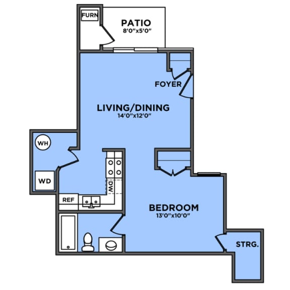 1 bedroom apartment in Novi, MI | Floor plan at River Oaks West Apartments in Novi, MI 48375 ?