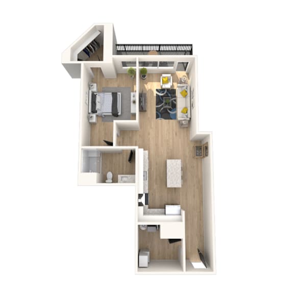 1 bedroom floor plan at apartments in Royal Oak, MI | Main Living Apartments in Royal Oak, MI