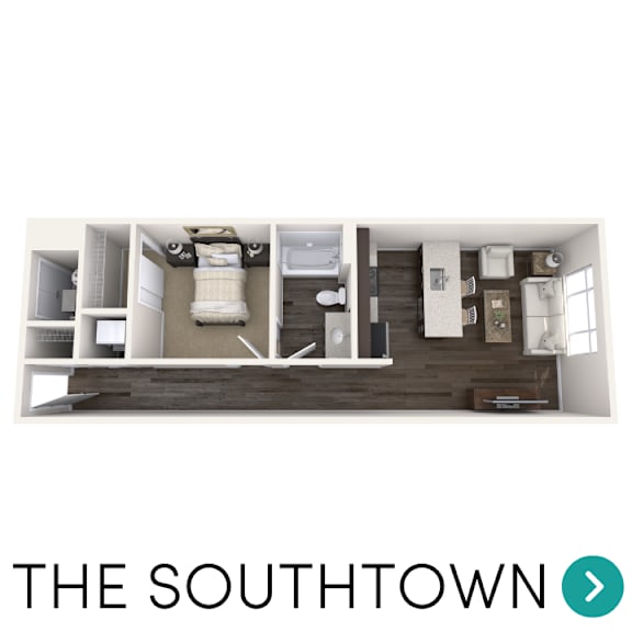 1 bedroom apartment floor plan at Arena Place Apartments in Grand Rapids, MI