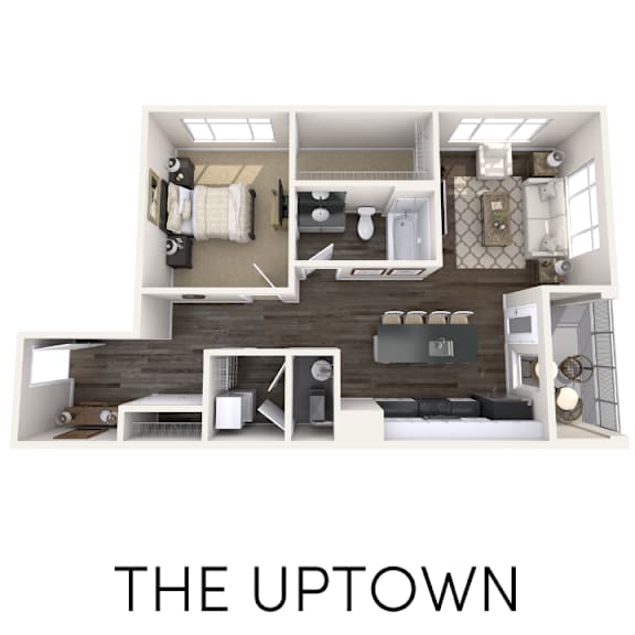 1 bedroom apartment floor plan at Arena Place Apartments in Grand Rapids, MI