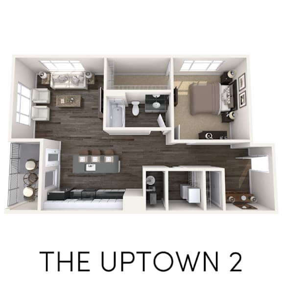 1 bedroom apartment floor plan at Arena Place Apartments in Grand Rapids, MI
