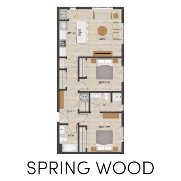 A floor plan of a Spring Wood apartment.