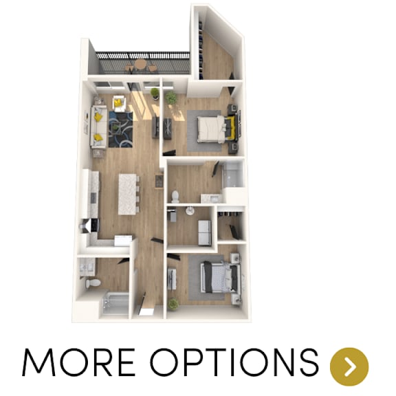 2 bedroom floor plan at apartments in Royal Oak, MI | Main Living Apartments in Royal Oak, MI
