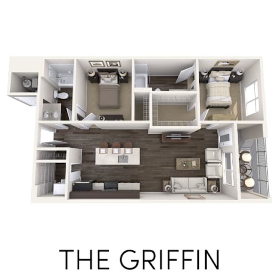 2 bedroom apartment floor plan at Arena Place Apartments in Grand Rapids, MI