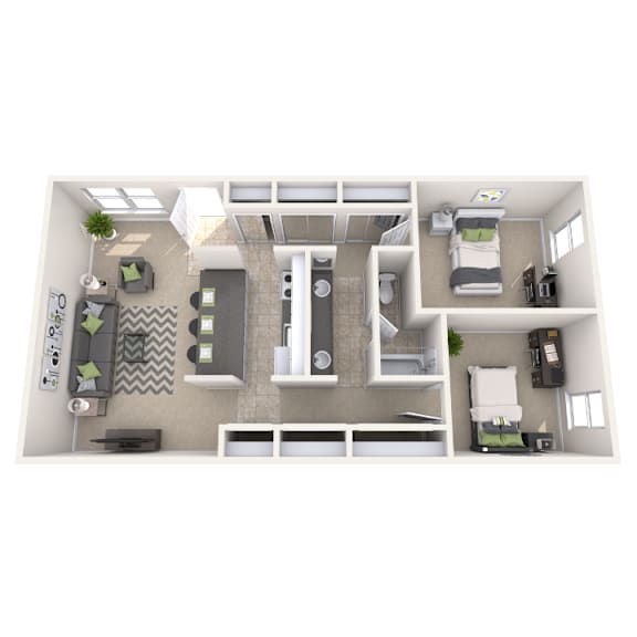 2 bedroom apartment floor plans in East Lansing, MI near Michigan State University | Campus Hill