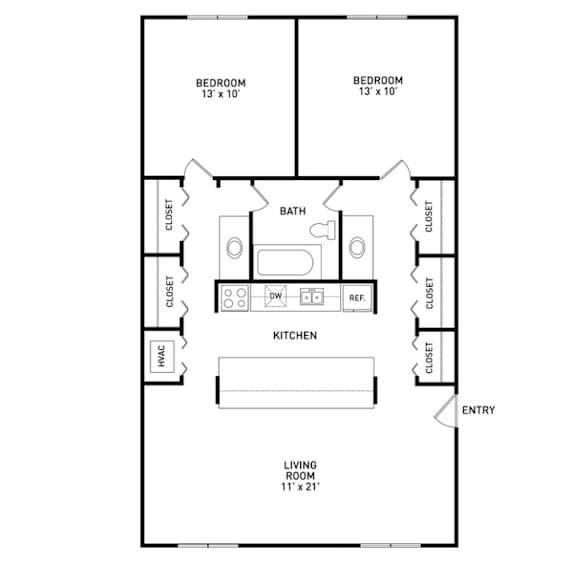 2 bedroom apartment floor plans in East Lansing, MI near Michigan State University | Campus Hill