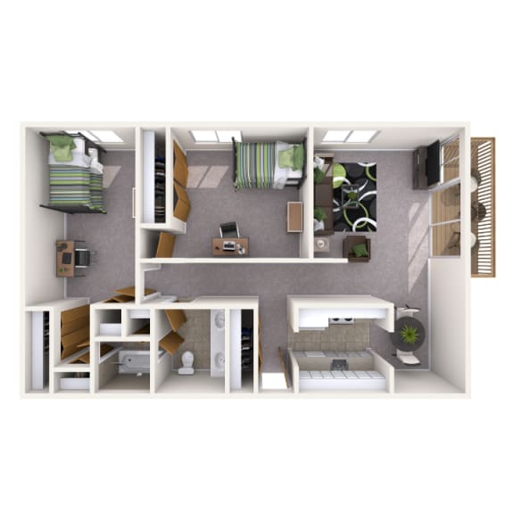 2 bedroom apartment floor plan in East Lansing near MSU | Delta Arms Apartments